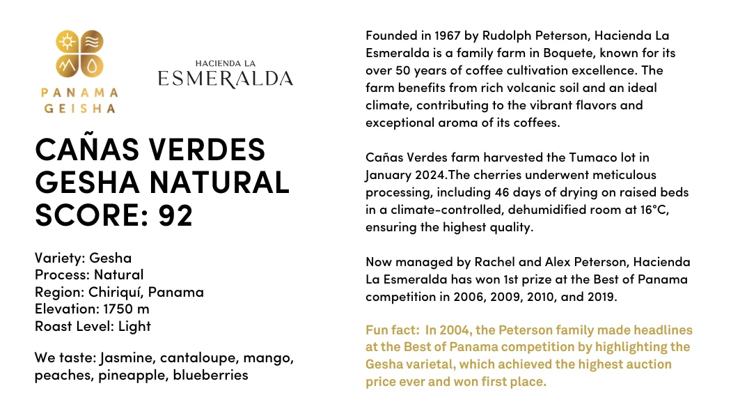 Panama Hacienda La Esmeralda Gesha Natural Tumaco 3NC [Score: 92.0] - Image 3